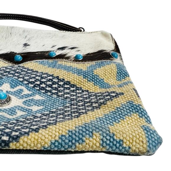 Myra Women’s Tapestry Leather Turquoise Stud Crossbody Bag Boho Concho Western - Picture 8 of 14